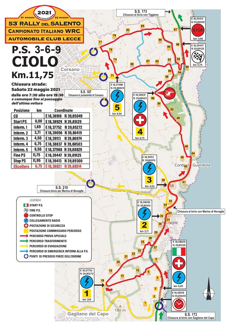 SABATO 22 MAGGIO 2021: 53° RALLY DEL SALENTO VALIDA PER IL CAMPIONATO ITALIANO WRC